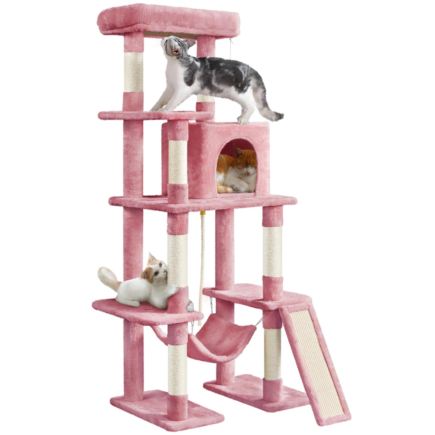 Yaheetech Cat Tree Cat Tower, 63in Multi-Level Pet Furniture for Indoor Kitten w/Sisal-Covered Scratching Posts & Condo, Activity Center for Kitty, Black