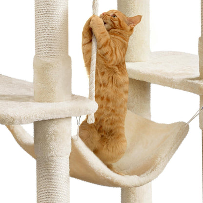 Yaheetech Cat Tree Cat Tower, 63in Multi-Level Pet Furniture for Indoor Kitten w/Sisal-Covered Scratching Posts & Condo, Activity Center for Kitty, Black
