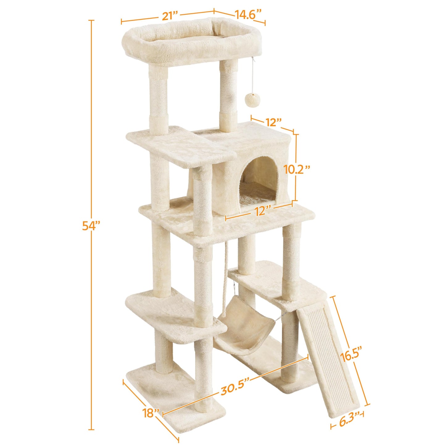 Yaheetech Cat Tree Cat Tower, 63in Multi-Level Pet Furniture for Indoor Kitten w/Sisal-Covered Scratching Posts & Condo, Activity Center for Kitty, Black