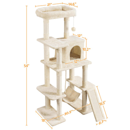Yaheetech Cat Tree Cat Tower, 63in Multi-Level Pet Furniture for Indoor Kitten w/Sisal-Covered Scratching Posts & Condo, Activity Center for Kitty, Black