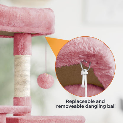 Yaheetech Cat Tree Cat Tower, 63in Multi-Level Pet Furniture for Indoor Kitten w/Sisal-Covered Scratching Posts & Condo, Activity Center for Kitty, Black