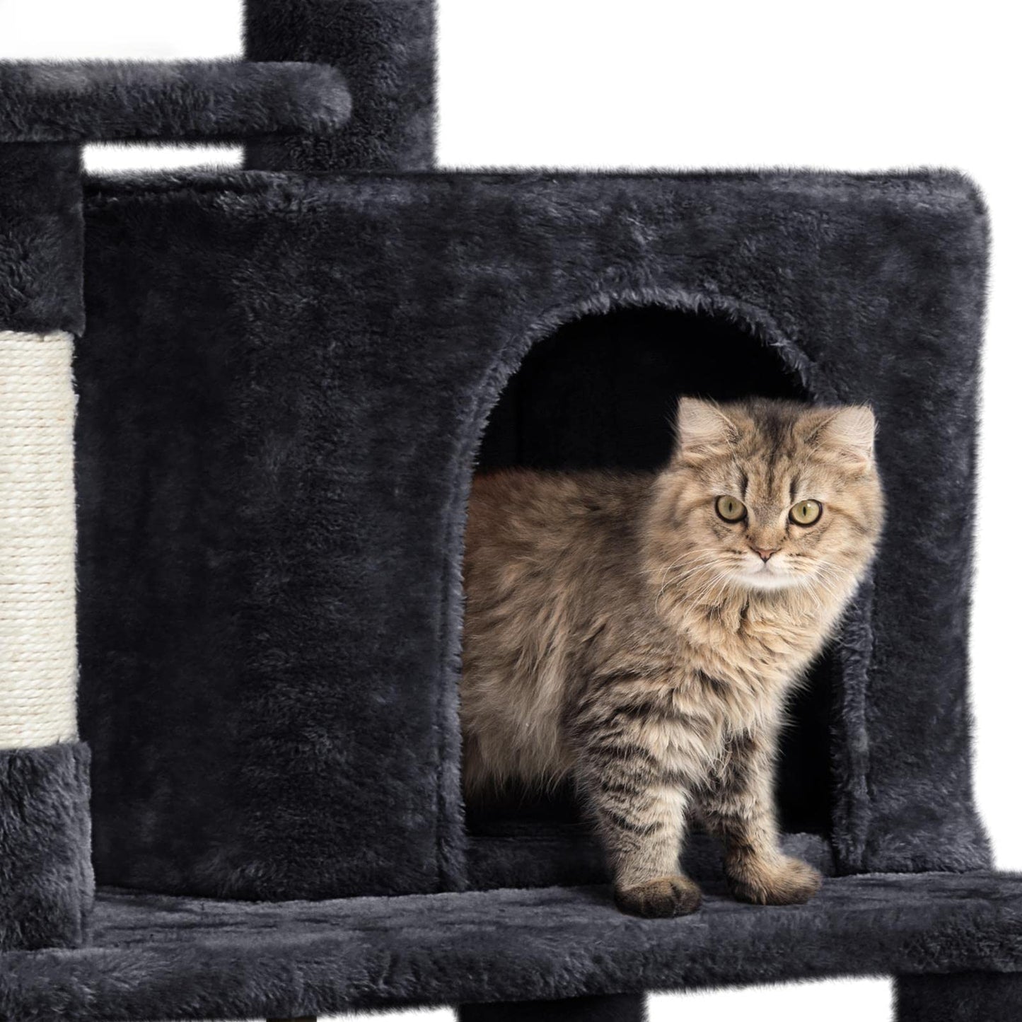 Yaheetech Cat Tree Cat Tower, 63in Multi-Level Pet Furniture for Indoor Kitten w/Sisal-Covered Scratching Posts & Condo, Activity Center for Kitty, Black