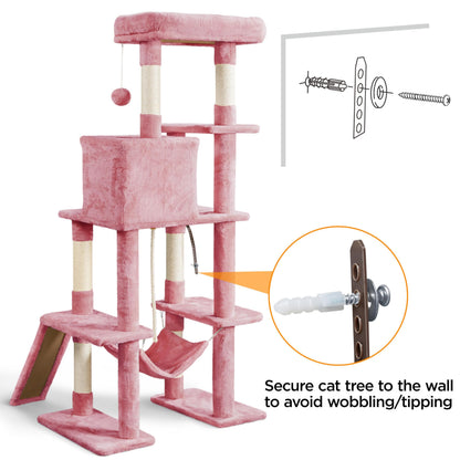 Yaheetech Cat Tree Cat Tower, 63in Multi-Level Pet Furniture for Indoor Kitten w/Sisal-Covered Scratching Posts & Condo, Activity Center for Kitty, Black