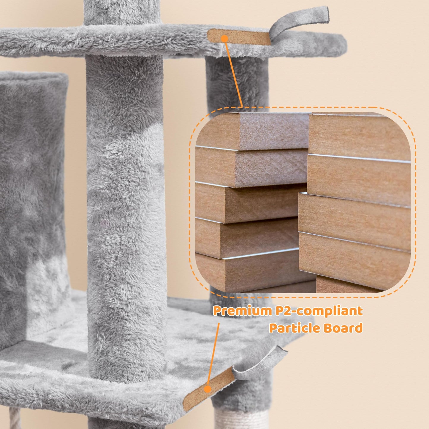 Yaheetech Cat Tree Cat Tower, 63in Multi-Level Pet Furniture for Indoor Kitten w/Sisal-Covered Scratching Posts & Condo, Activity Center for Kitty, Black