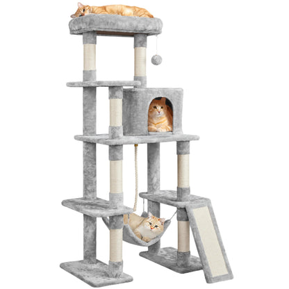 Yaheetech Cat Tree Cat Tower, 63in Multi-Level Pet Furniture for Indoor Kitten w/Sisal-Covered Scratching Posts & Condo, Activity Center for Kitty, Black