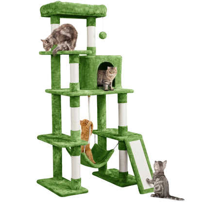 Yaheetech Cat Tree Cat Tower, 63in Multi-Level Pet Furniture for Indoor Kitten w/Sisal-Covered Scratching Posts & Condo, Activity Center for Kitty, Black