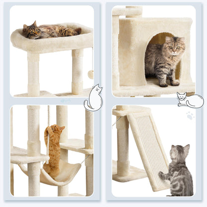 Yaheetech Cat Tree Cat Tower, 63in Multi-Level Pet Furniture for Indoor Kitten w/Sisal-Covered Scratching Posts & Condo, Activity Center for Kitty, Black
