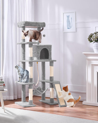 Yaheetech Cat Tree Cat Tower, 63in Multi-Level Pet Furniture for Indoor Kitten w/Sisal-Covered Scratching Posts & Condo, Activity Center for Kitty, Black