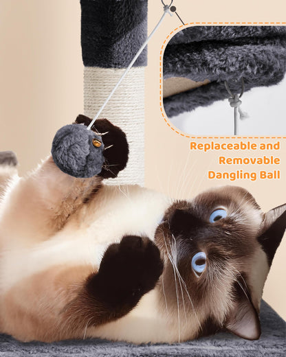 Yaheetech Cat Tree Cat Tower, 63in Multi-Level Pet Furniture for Indoor Kitten w/Sisal-Covered Scratching Posts & Condo, Activity Center for Kitty, Black