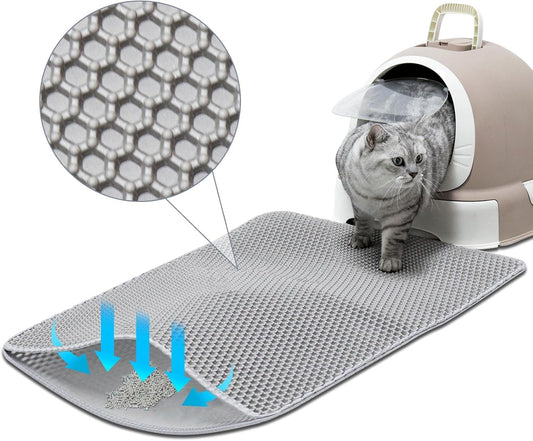 Cat Litter Mat30"x24"Large Cat Litter Mat Litter Trapping MatHoneycomb Double Layer Kitty Litter matSoft EVA MaterialDurableUrine & WaterproofEasy CleanWashable