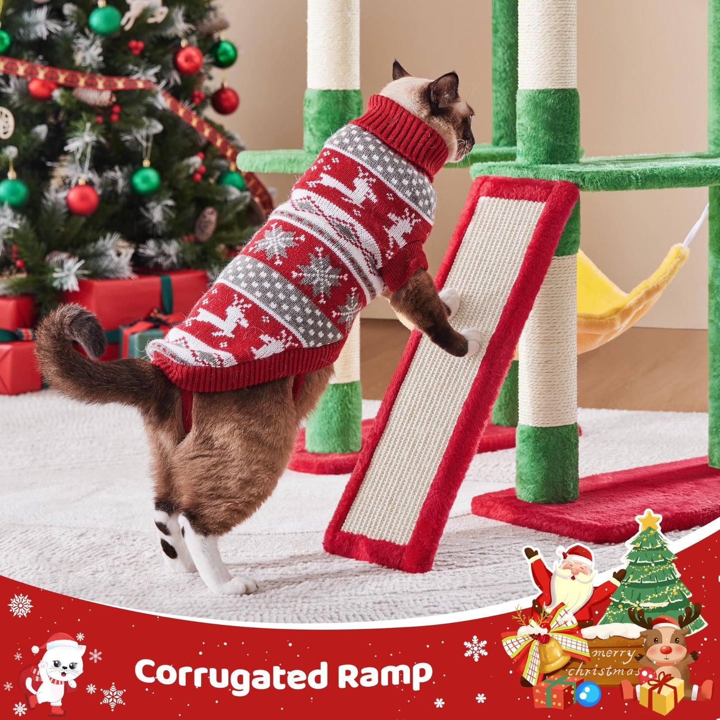 Yaheetech Cat Tree Cat Tower, 63in Multi-Level Pet Furniture for Indoor Kitten w/Sisal-Covered Scratching Posts & Condo, Activity Center for Kitty, Black