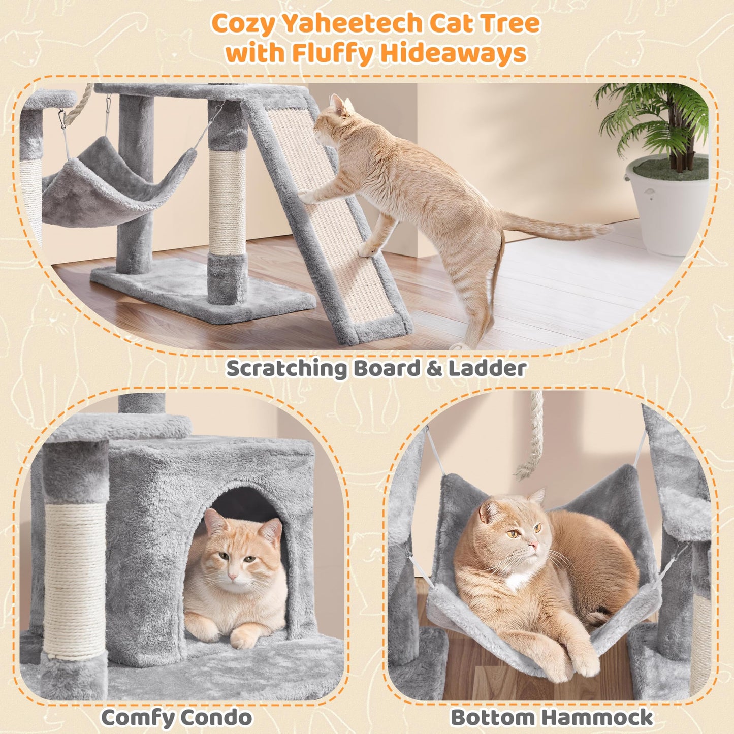 Yaheetech Cat Tree Cat Tower, 63in Multi-Level Pet Furniture for Indoor Kitten w/Sisal-Covered Scratching Posts & Condo, Activity Center for Kitty, Black