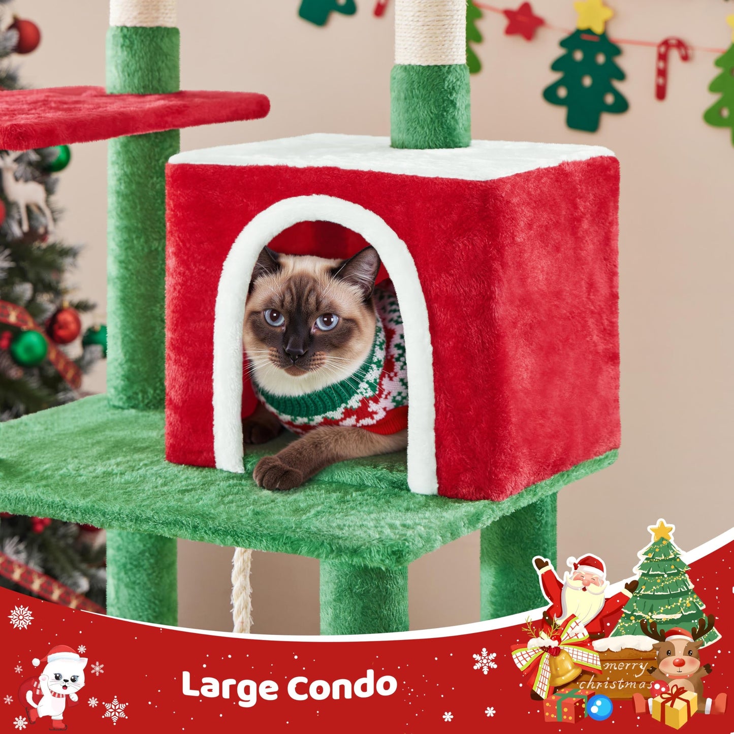 Yaheetech Cat Tree Cat Tower, 63in Multi-Level Pet Furniture for Indoor Kitten w/Sisal-Covered Scratching Posts & Condo, Activity Center for Kitty, Black