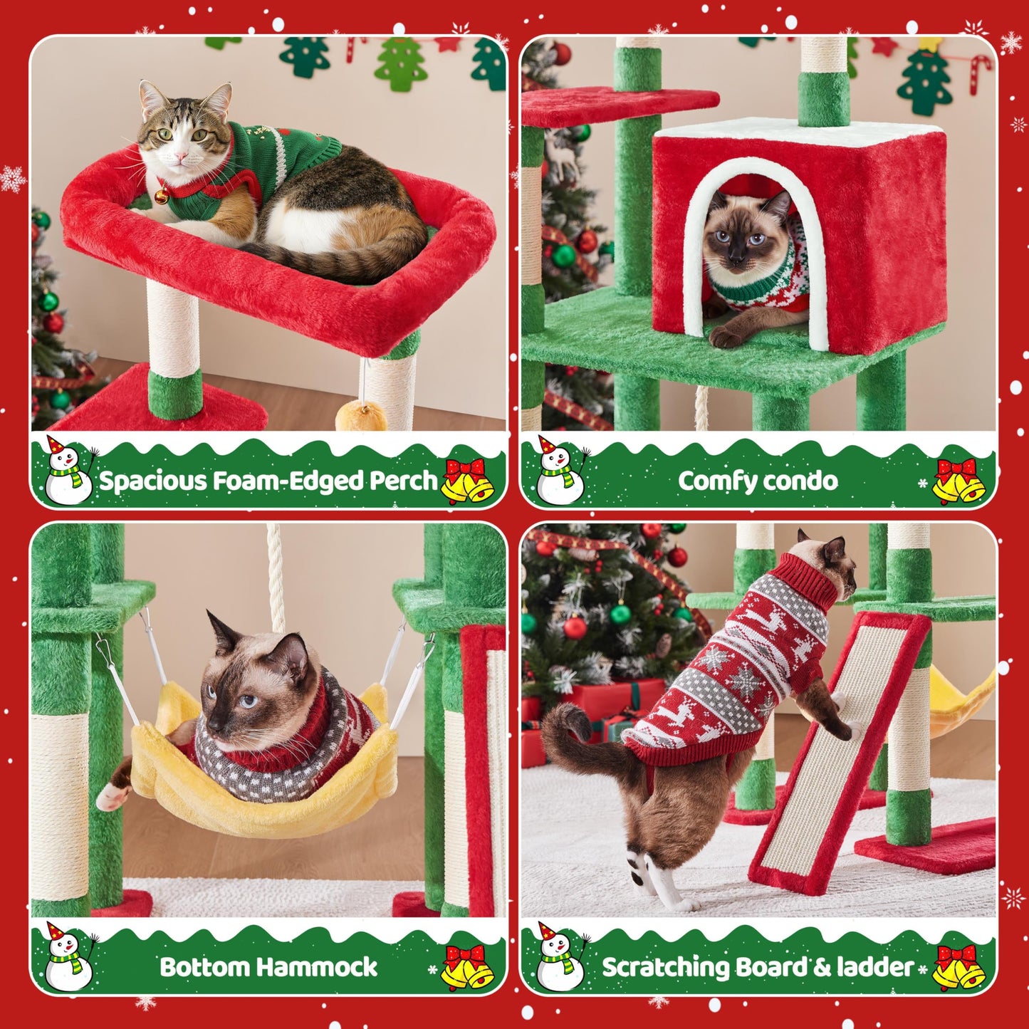 Yaheetech Cat Tree Cat Tower, 63in Multi-Level Pet Furniture for Indoor Kitten w/Sisal-Covered Scratching Posts & Condo, Activity Center for Kitty, Black