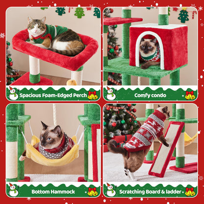 Yaheetech Cat Tree Cat Tower, 63in Multi-Level Pet Furniture for Indoor Kitten w/Sisal-Covered Scratching Posts & Condo, Activity Center for Kitty, Black