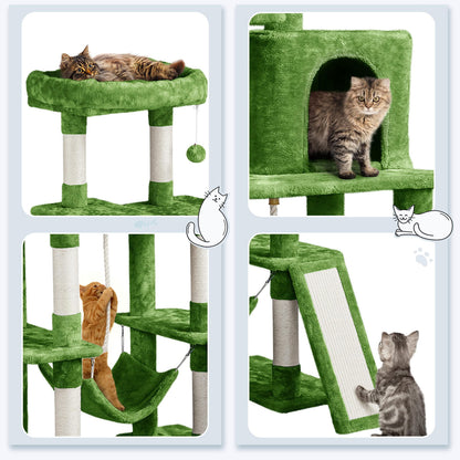 Yaheetech Cat Tree Cat Tower, 63in Multi-Level Pet Furniture for Indoor Kitten w/Sisal-Covered Scratching Posts & Condo, Activity Center for Kitty, Black
